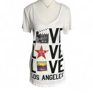 Victoria's Secret PINK white t-shirt black text 'LOVE' 'LOS ANGELES' Size L